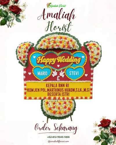 Karangan Papan Bunga Pernikahan di Cangak